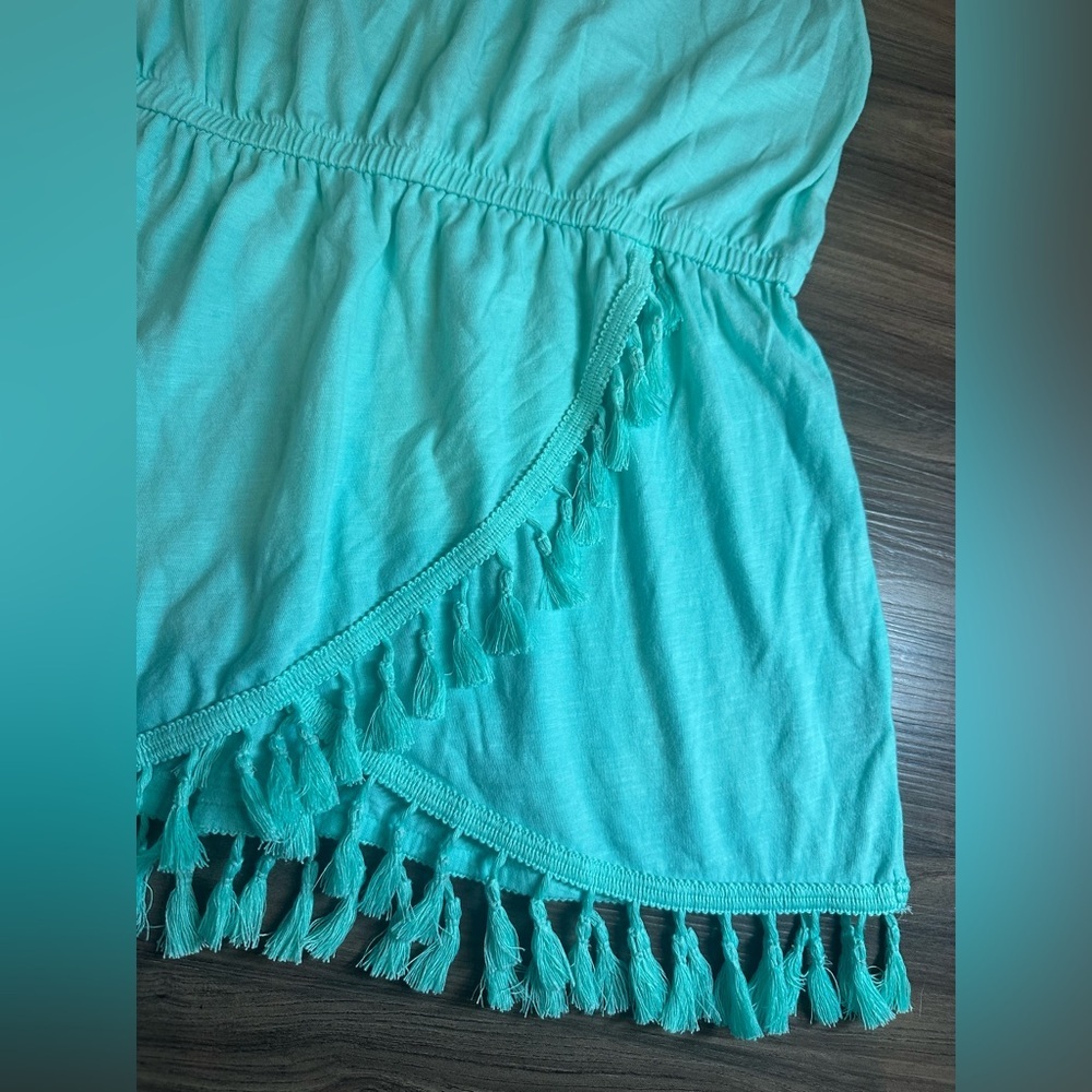 Victoria’s Secret Teal Tassel Hem Tank Top Women’s Medium Boho Flowy Cami - Picture 4 of 12